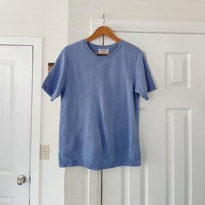 NWT Alfred Dunner Light Blue/Purple Short Sleeve Knit Top Size S, oversized fit